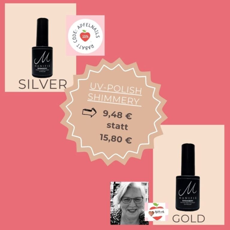 Manifix Glitzer Angebot 40 Sale ab heute Samstag 14.6. auf Glitzer UV Polish in Silver und Gold – Nur solange der Vorrat reicht
