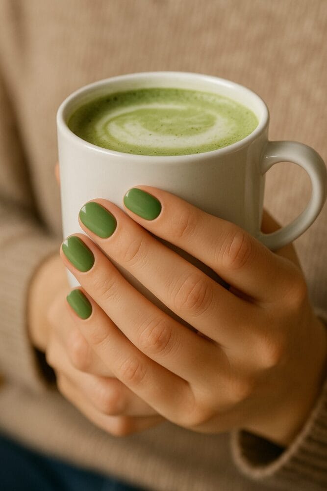 Laura Farsbotter 4 Matcha Latte Nails – der grüne Beauty-Trend 2025 mit Manifix UV-Folien