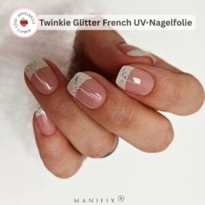 French Nails Weiß mit Glitzer zu Silvester – Elegante Nagelideen für den Jahreswechsel
