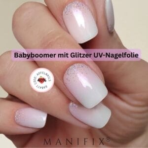 Folien für Nägel 24 French Nails mit Glitzer Verlauf der Winter-Nageltrend, den kurze Nägel lieben